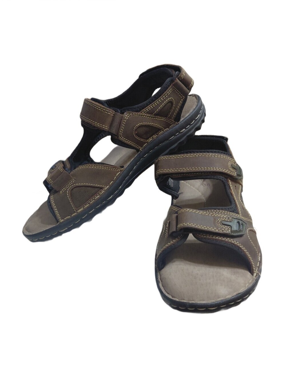 Bjorndal Men's Brown Leather Outdoor Sandals Adjustable Cushioned Size 12